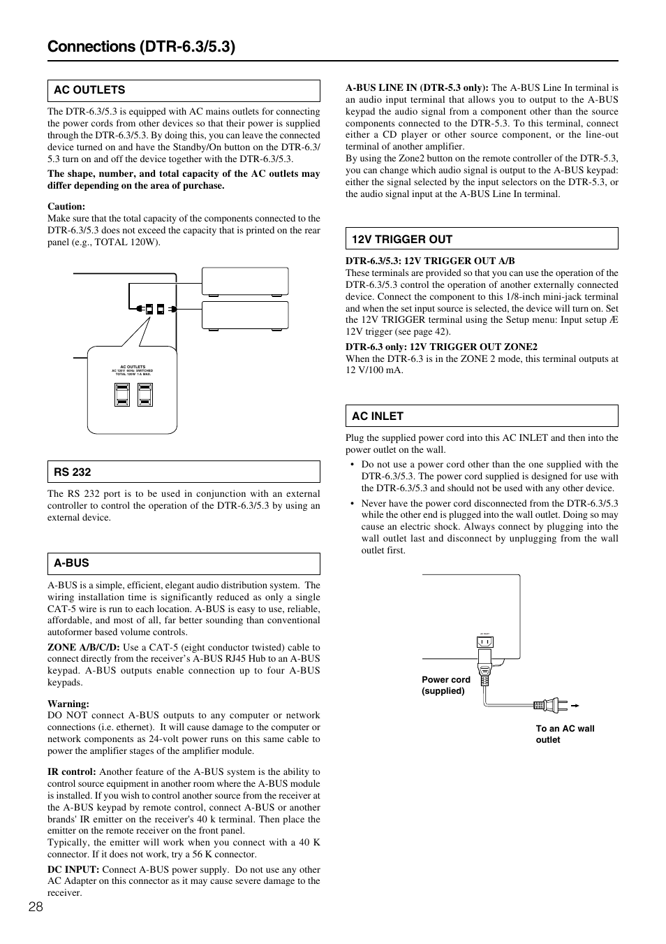 Connections (dtr-6.3/5.3) | Integra DTR-5.3 User Manual | Page 28 / 80