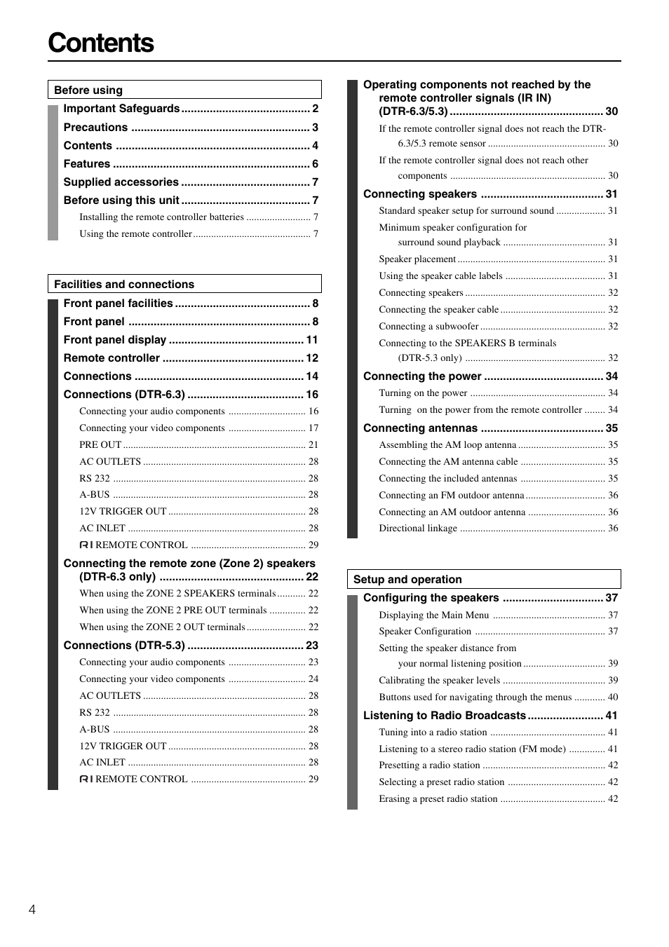 Integra DTR-5.3 User Manual | Page 4 / 80