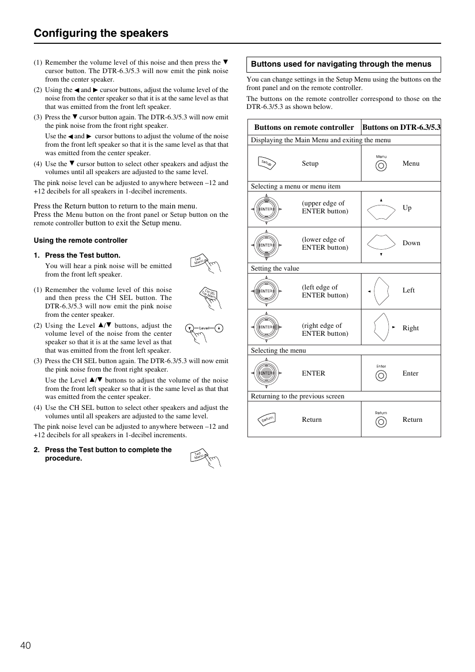 Configuring the speakers | Integra DTR-5.3 User Manual | Page 40 / 80