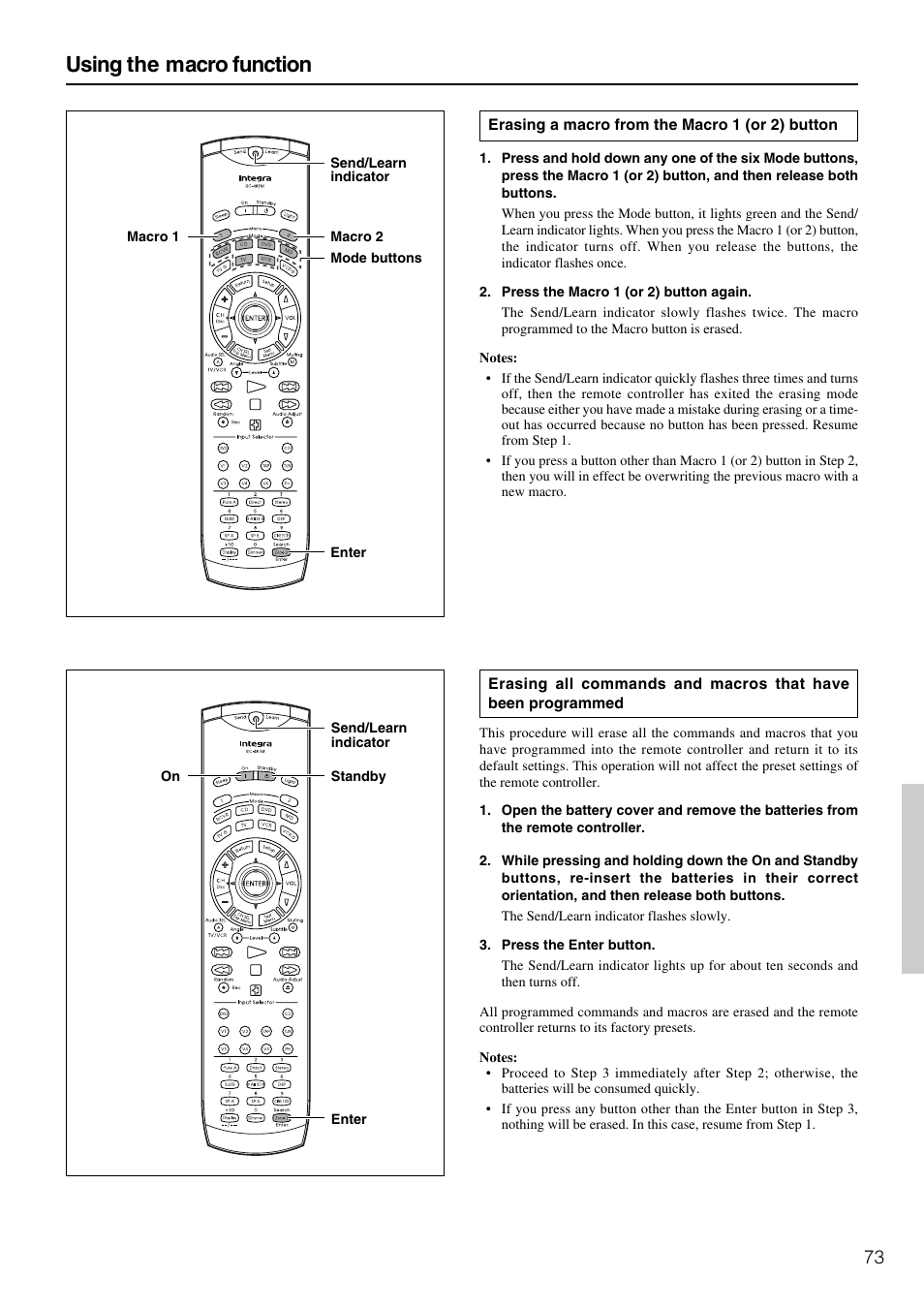 Using the macro function | Integra DTR-5.3 User Manual | Page 73 / 80