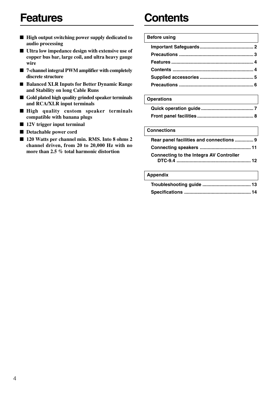 Integra DTA-9.4 User Manual | Page 4 / 16