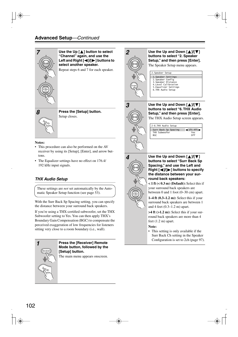 Advanced setup —continued | Integra DTR-7.8 User Manual | Page 102 / 128