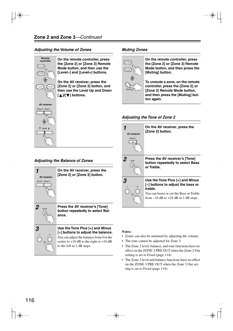 Zone 2 and zone 3 —continued | Integra DTR-7.8 User Manual | Page 116 / 128