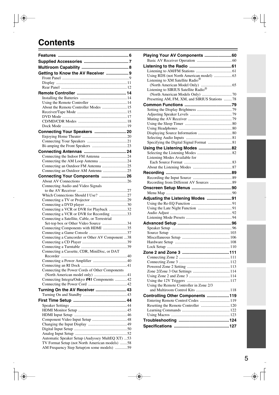 Integra DTR-7.8 User Manual | Page 5 / 128