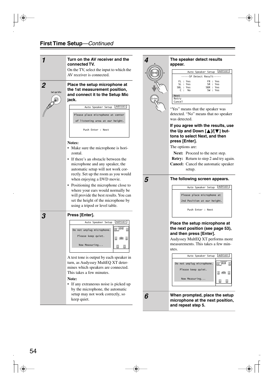 First time setup —continued | Integra DTR-7.8 User Manual | Page 54 / 128