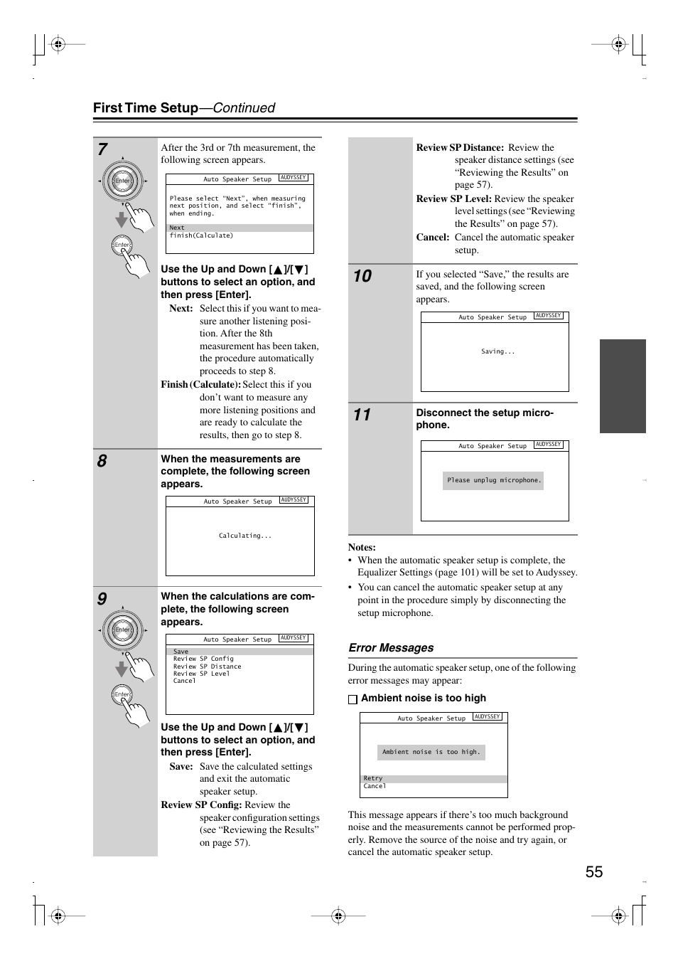 First time setup —continued | Integra DTR-7.8 User Manual | Page 55 / 128