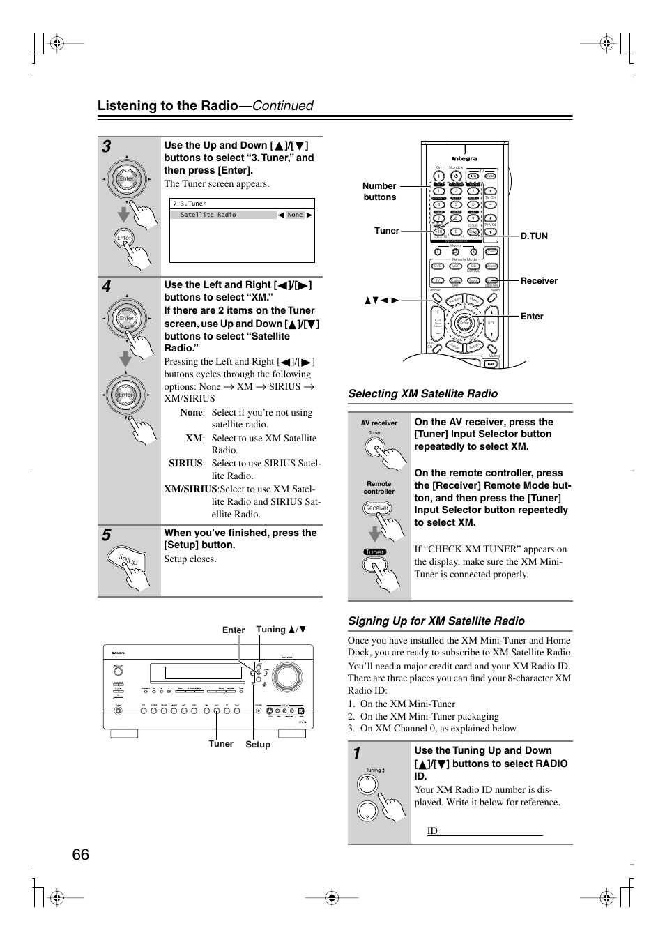 Listening to the radio —continued, Sirius | Integra DTR-7.8 User Manual | Page 66 / 128
