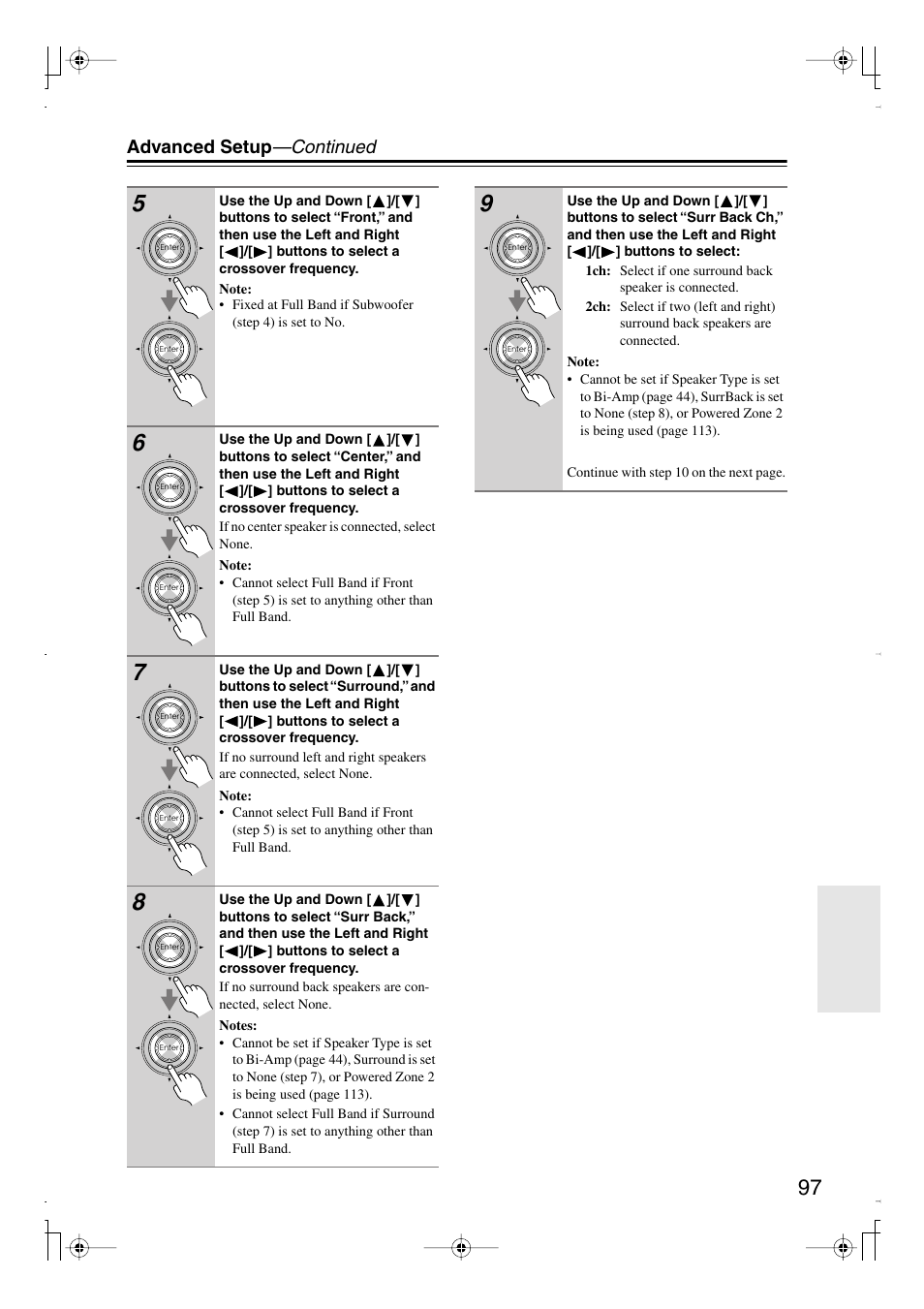 Advanced setup —continued | Integra DTR-7.8 User Manual | Page 97 / 128