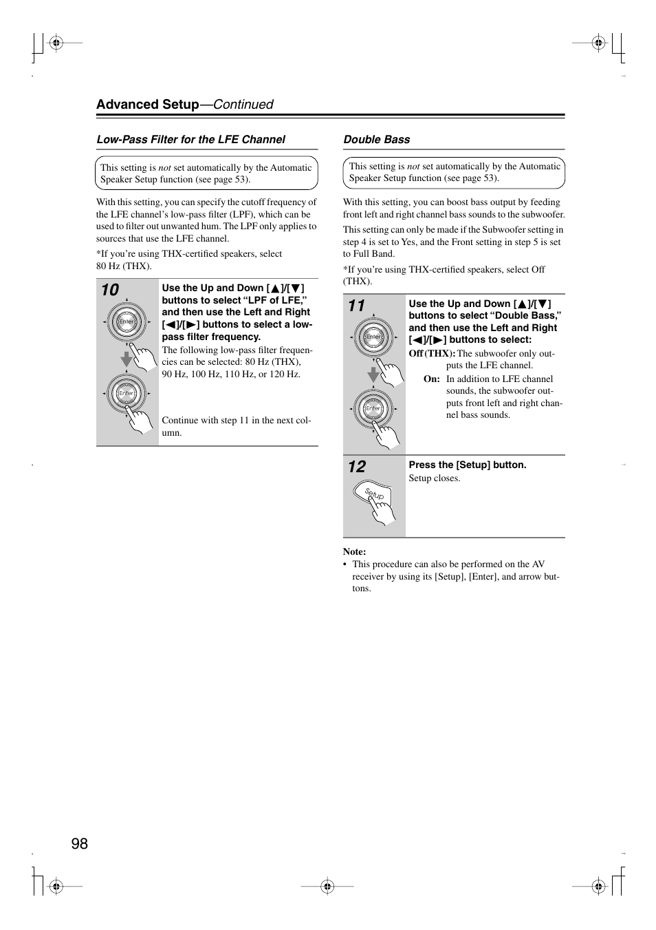 Advanced setup —continued | Integra DTR-7.8 User Manual | Page 98 / 128