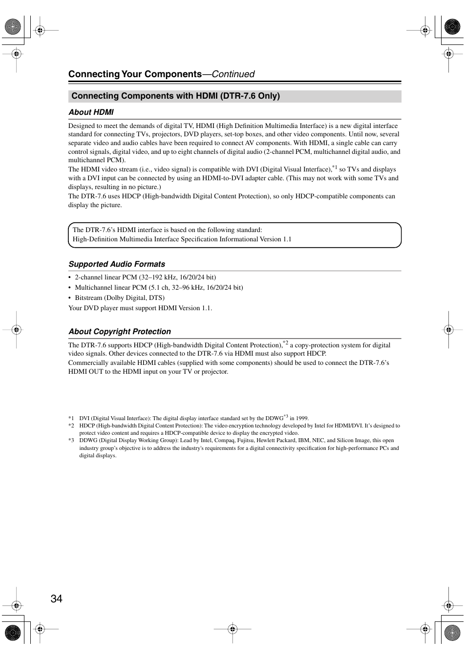 Connecting your components —continued | Integra DTR-7.6/6.6 User Manual | Page 34 / 96