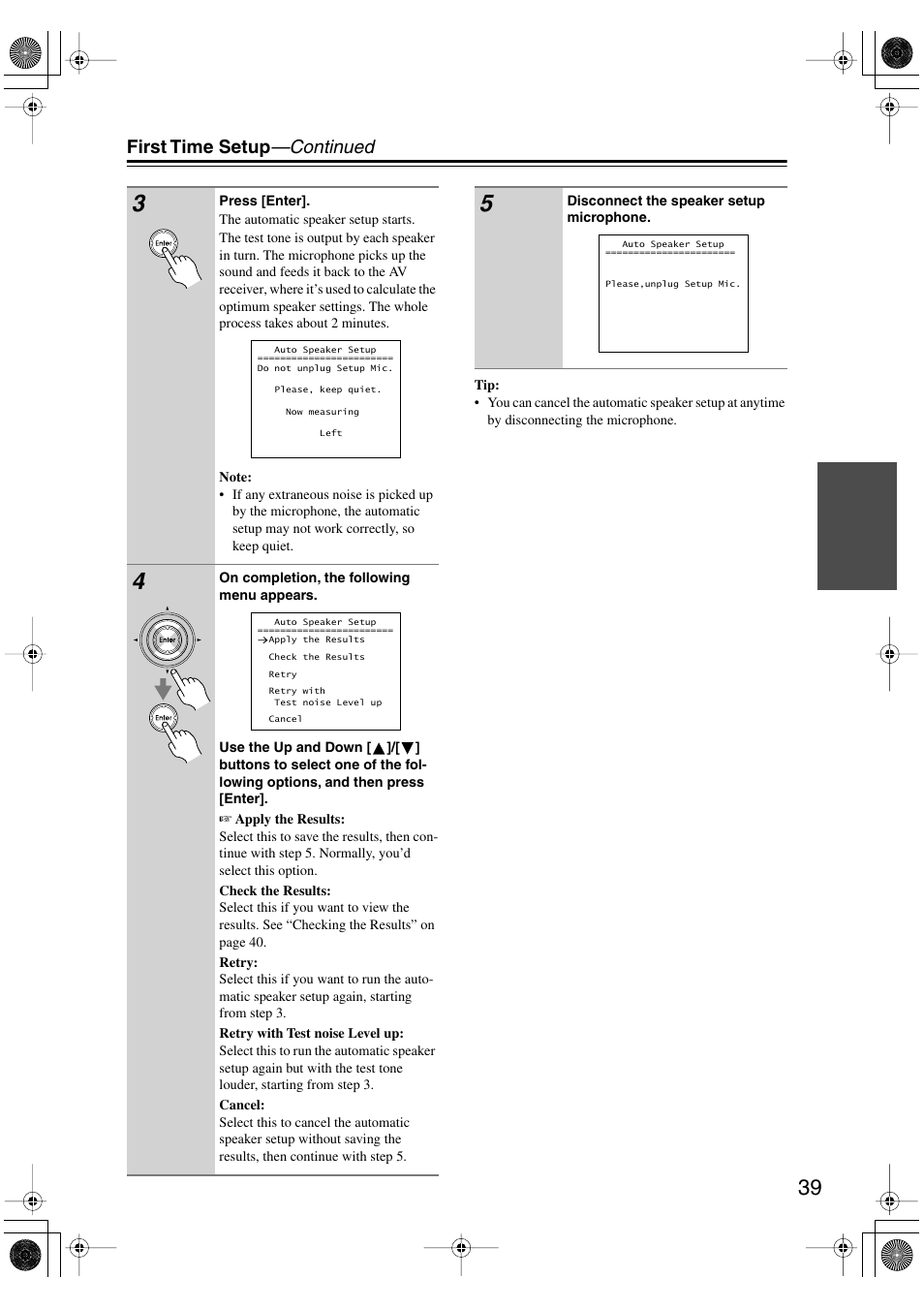 First time setup —continued | Integra DTR-7.6/6.6 User Manual | Page 39 / 96