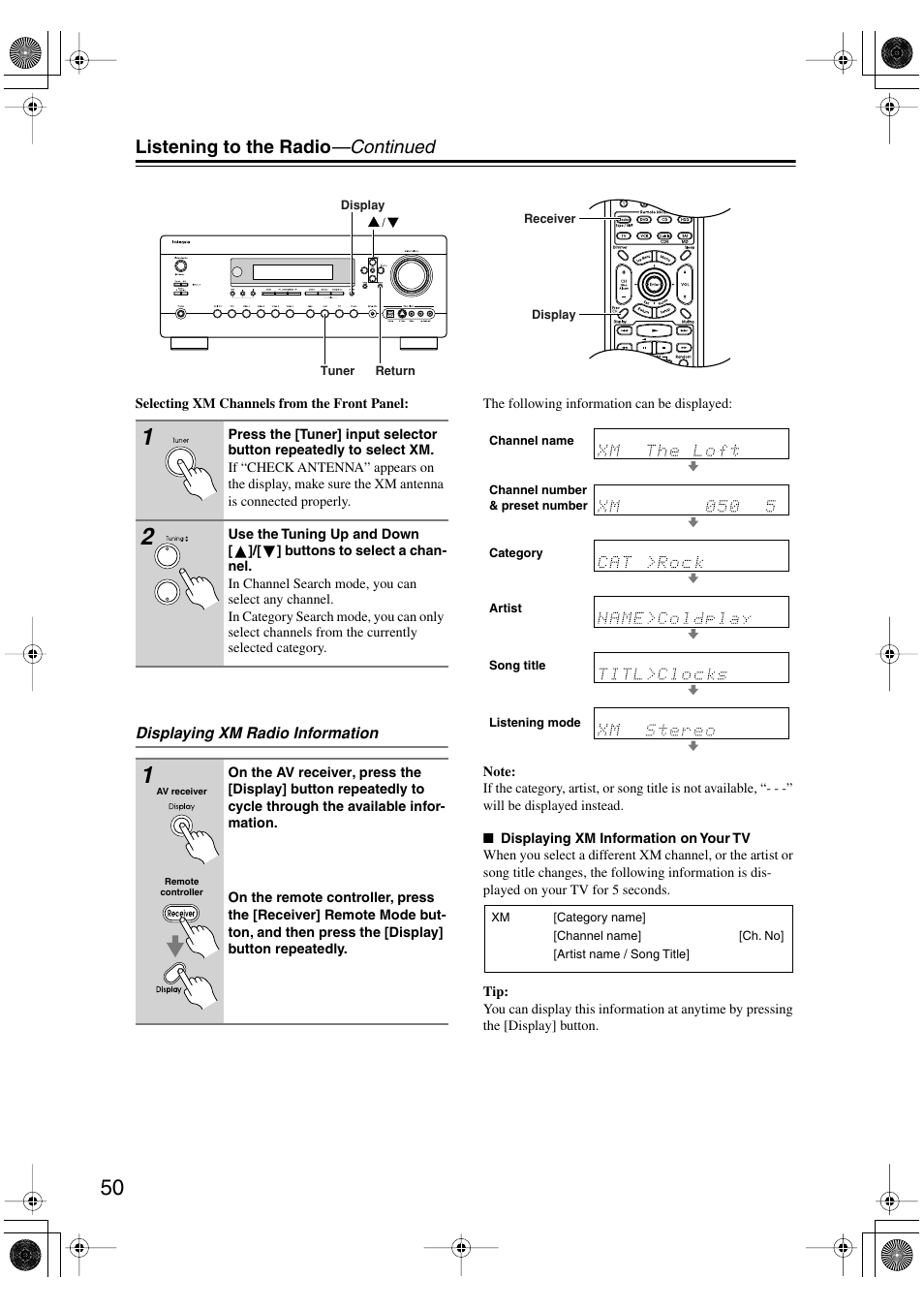 Listening to the radio —continued | Integra DTR-7.6/6.6 User Manual | Page 50 / 96