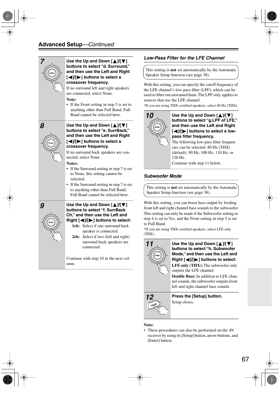 Advanced setup —continued | Integra DTR-7.6/6.6 User Manual | Page 67 / 96