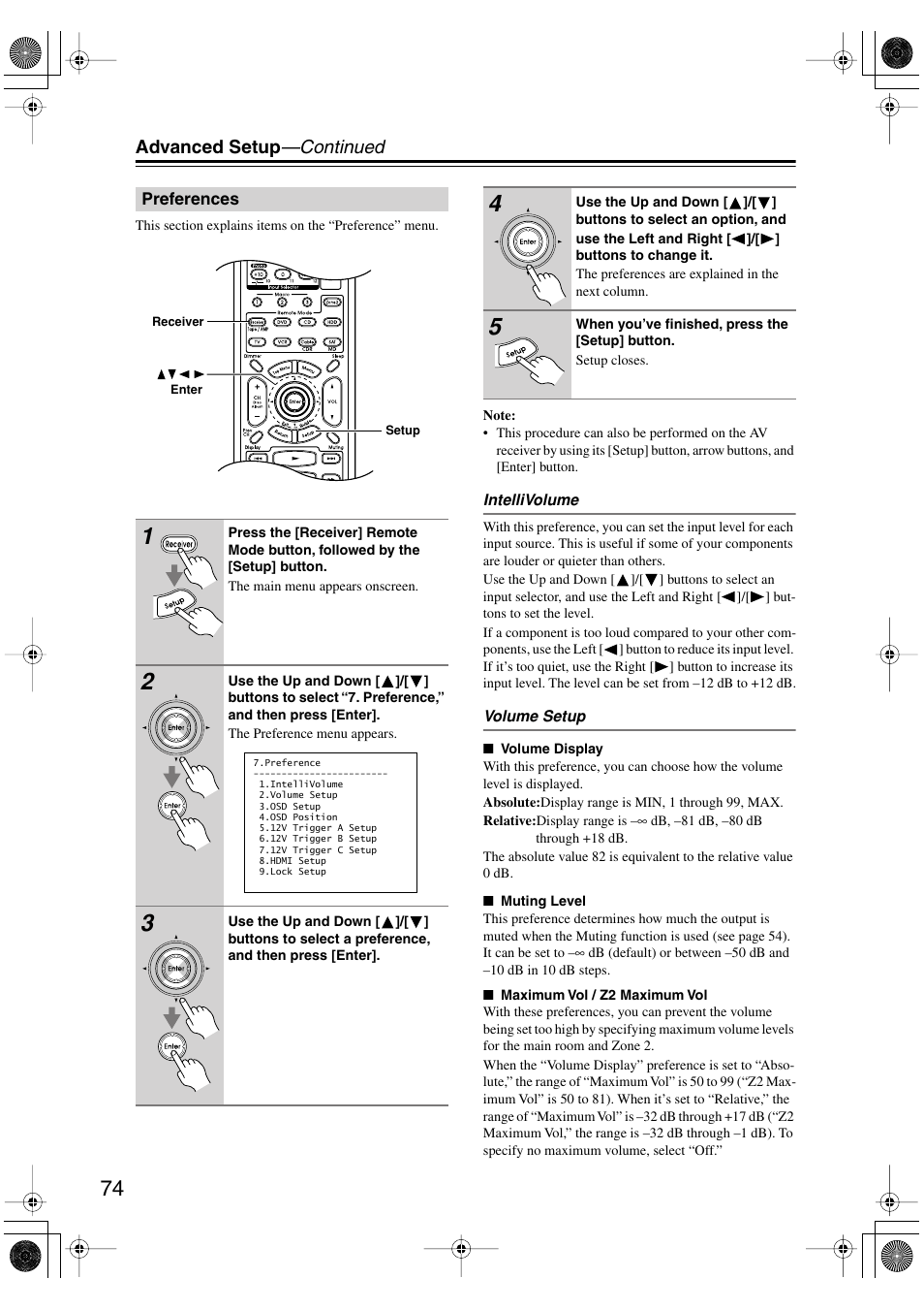 Advanced setup —continued | Integra DTR-7.6/6.6 User Manual | Page 74 / 96