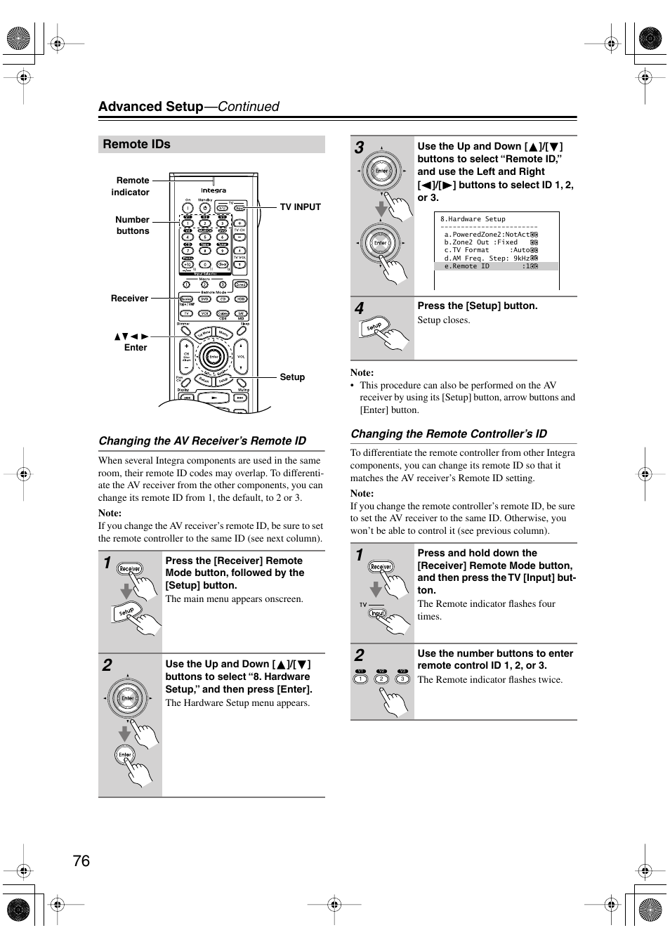 Advanced setup —continued | Integra DTR-7.6/6.6 User Manual | Page 76 / 96