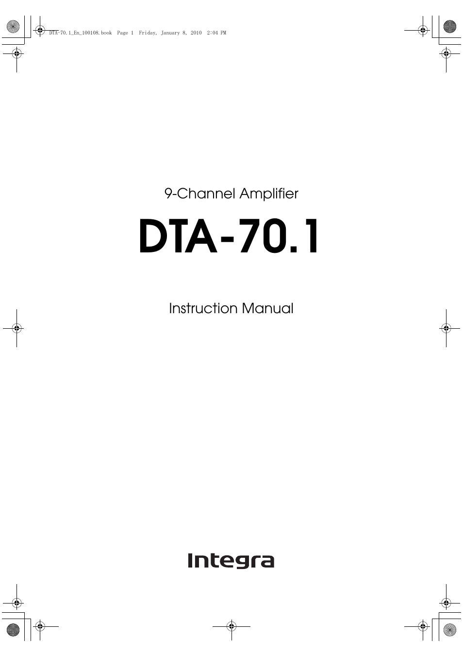 Integra DTA-70.1 User Manual | 20 pages