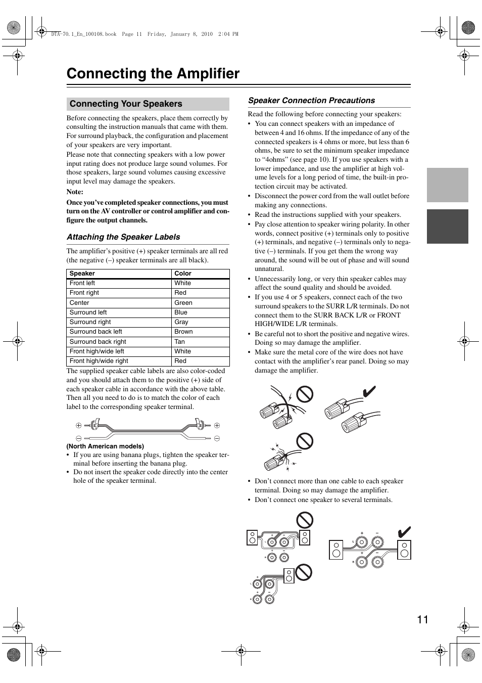 Connecting the amplifier | Integra DTA-70.1 User Manual | Page 11 / 20