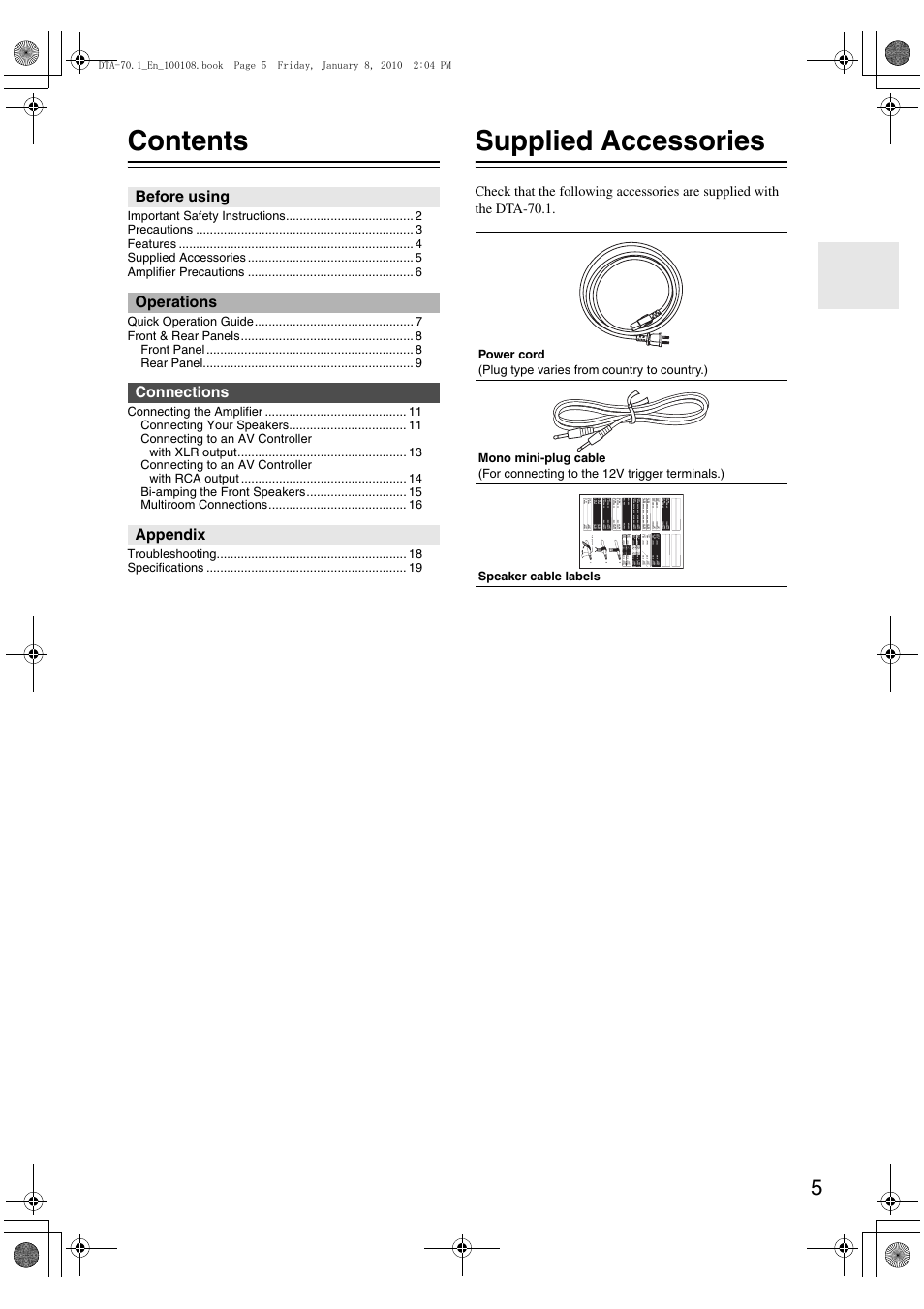 Integra DTA-70.1 User Manual | Page 5 / 20