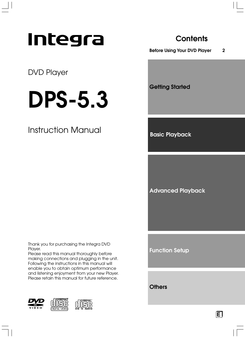 Integra DPS-5.3 User Manual | 60 pages