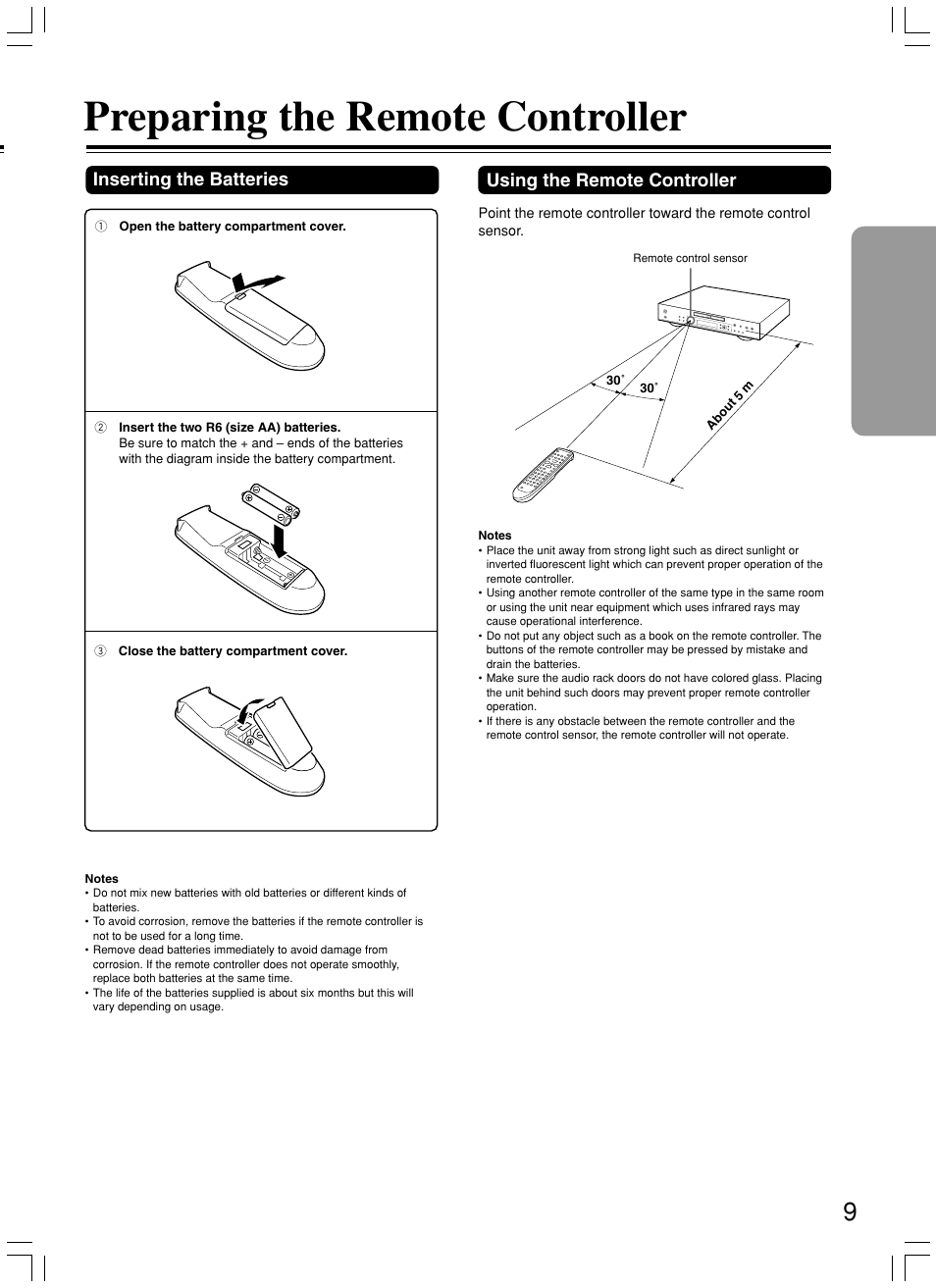 Preparing the remote controller | Integra DPS-5.3 User Manual | Page 9 / 60