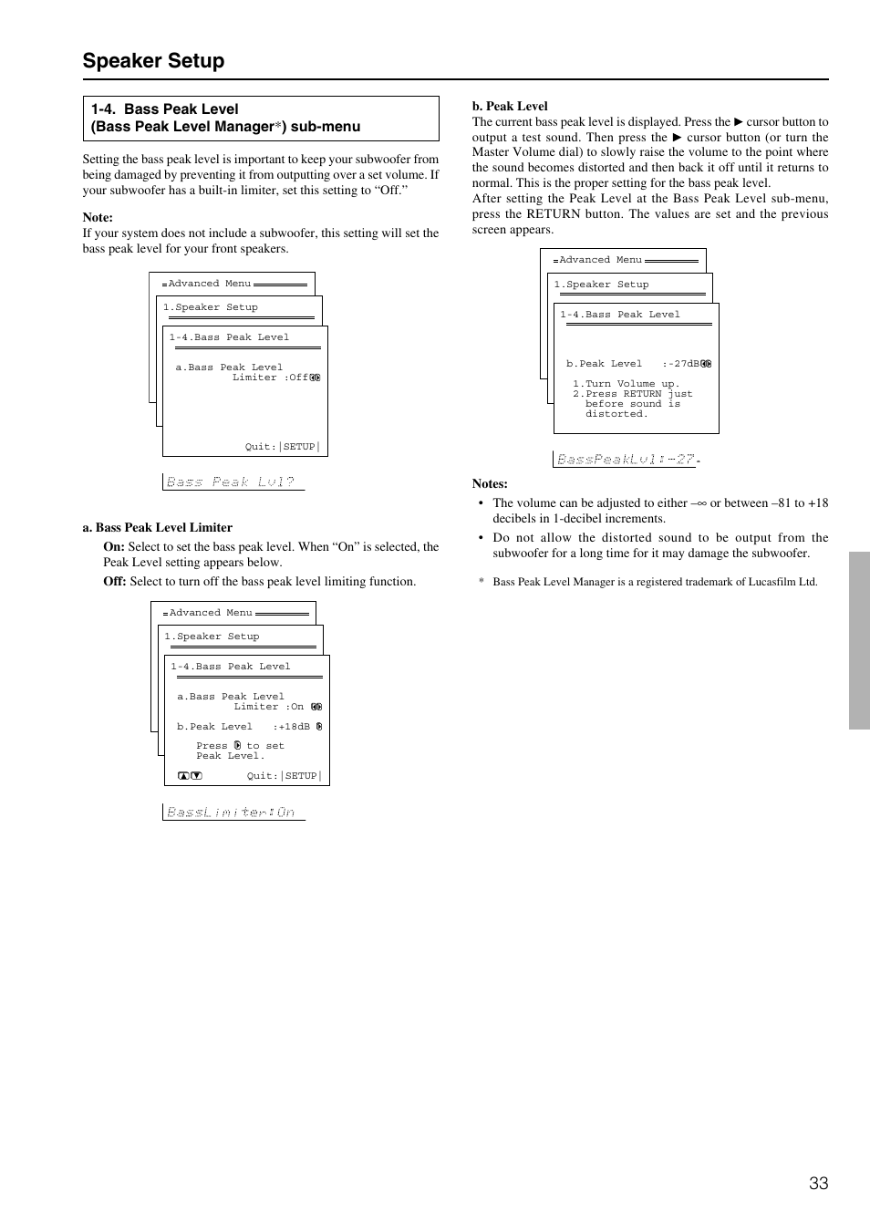 Speaker setup | Integra DTR-7.2 User Manual | Page 33 / 76