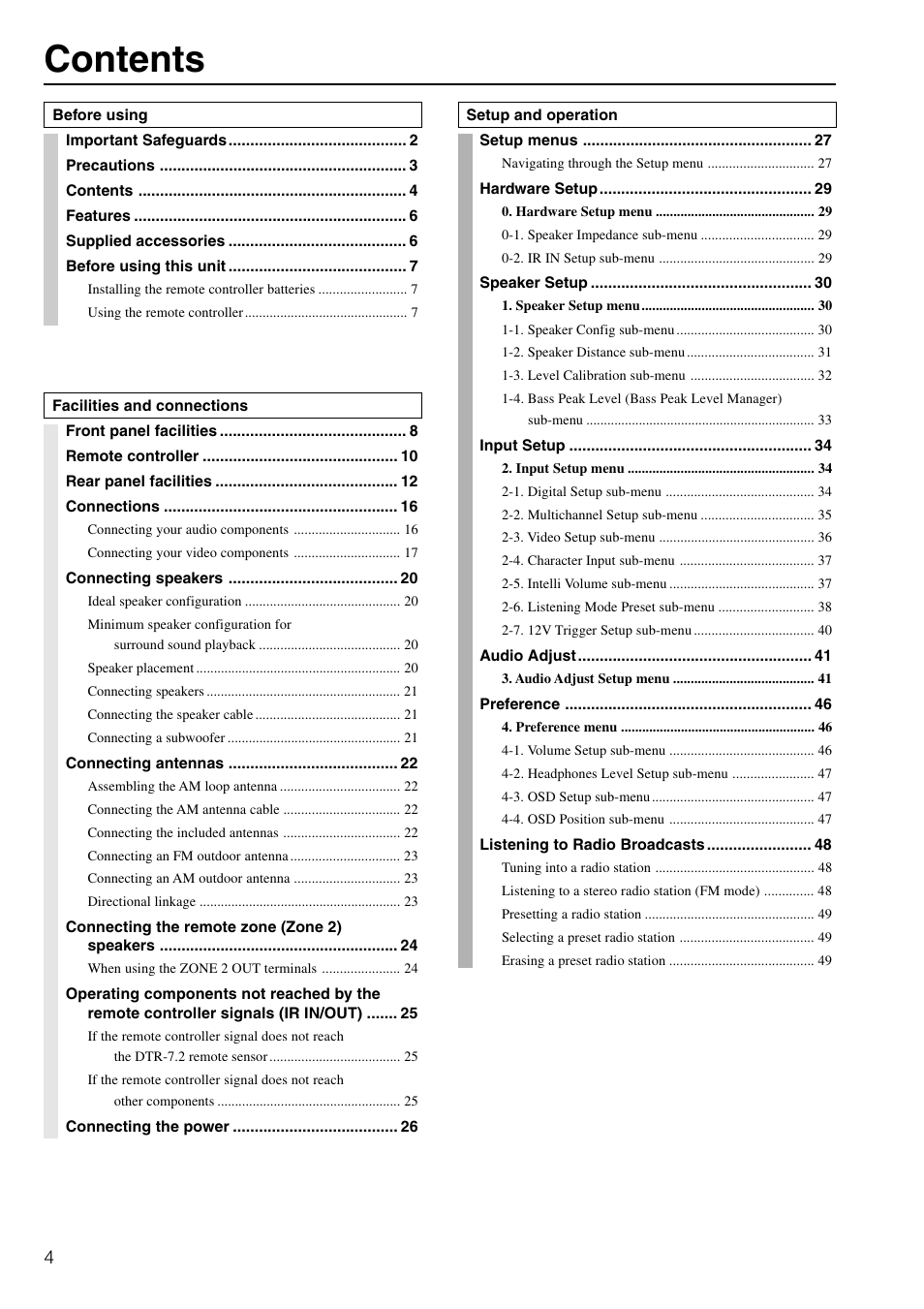 Integra DTR-7.2 User Manual | Page 4 / 76
