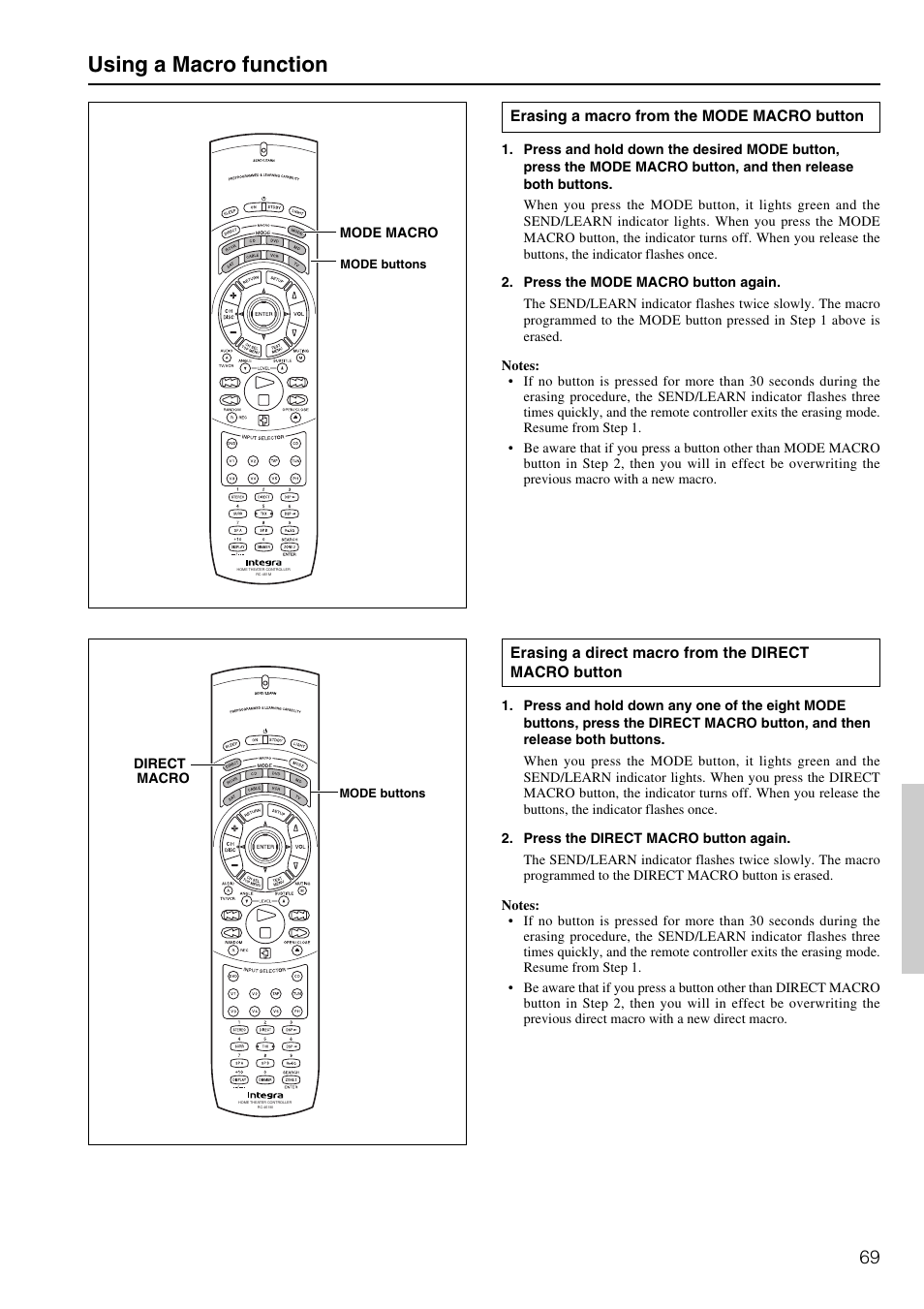 Using a macro function | Integra DTR-7.2 User Manual | Page 69 / 76