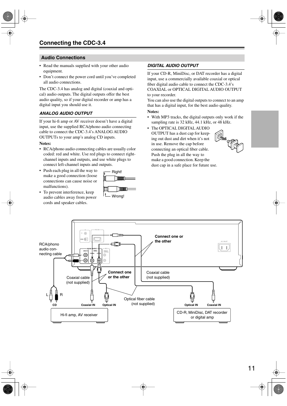 Connecting the cdc-3.4 | Integra CDC-3.4 User Manual | Page 11 / 28