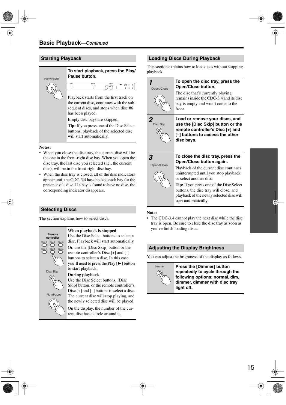 Basic playback | Integra CDC-3.4 User Manual | Page 15 / 28