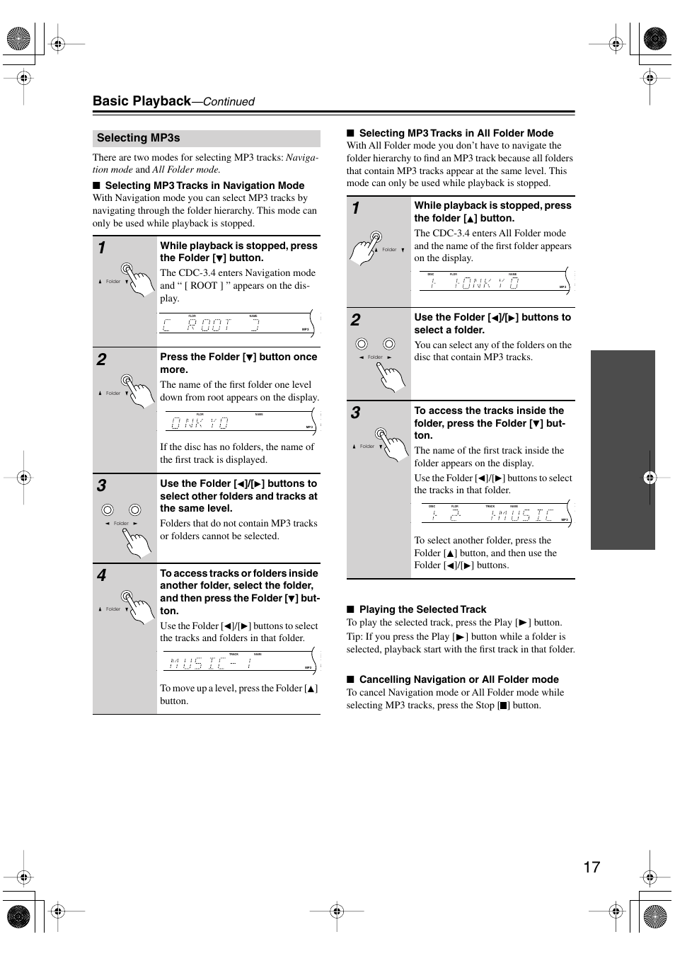Basic playback | Integra CDC-3.4 User Manual | Page 17 / 28