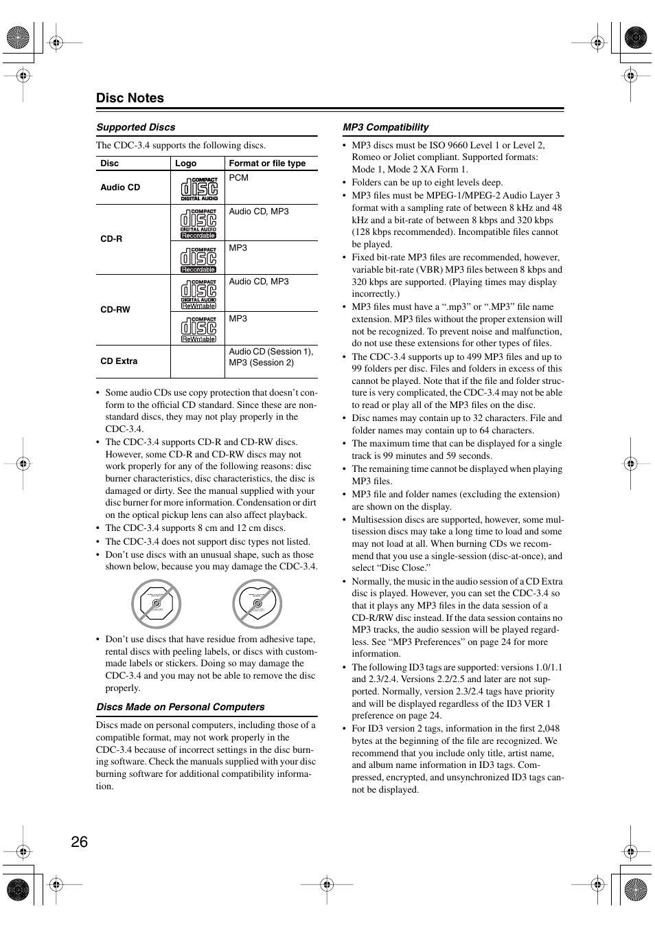 Integra CDC-3.4 User Manual | Page 26 / 28