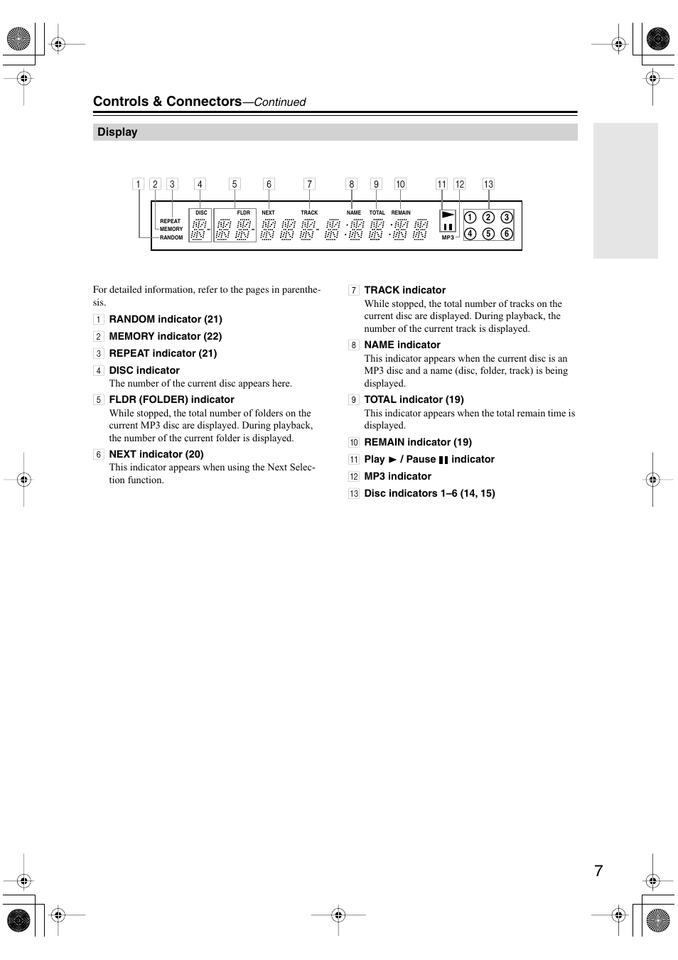 Controls & connectors | Integra CDC-3.4 User Manual | Page 7 / 28