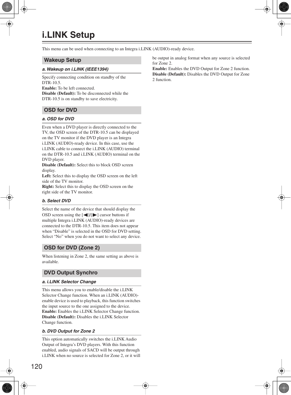 I.link setup | Integra DTR-10.5 User Manual | Page 120 / 152