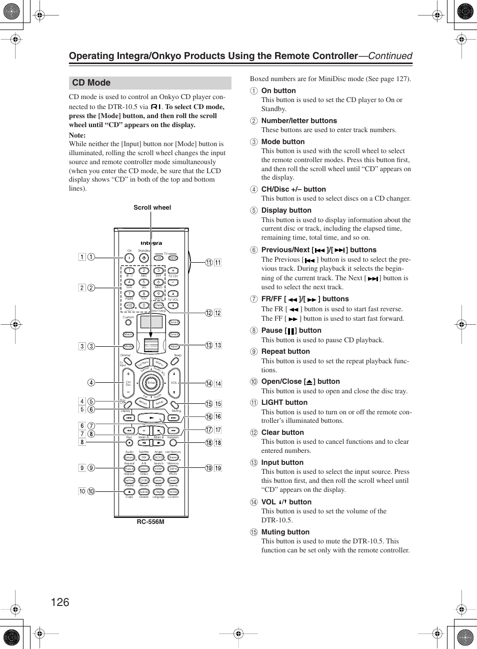 Cd mode | Integra DTR-10.5 User Manual | Page 126 / 152