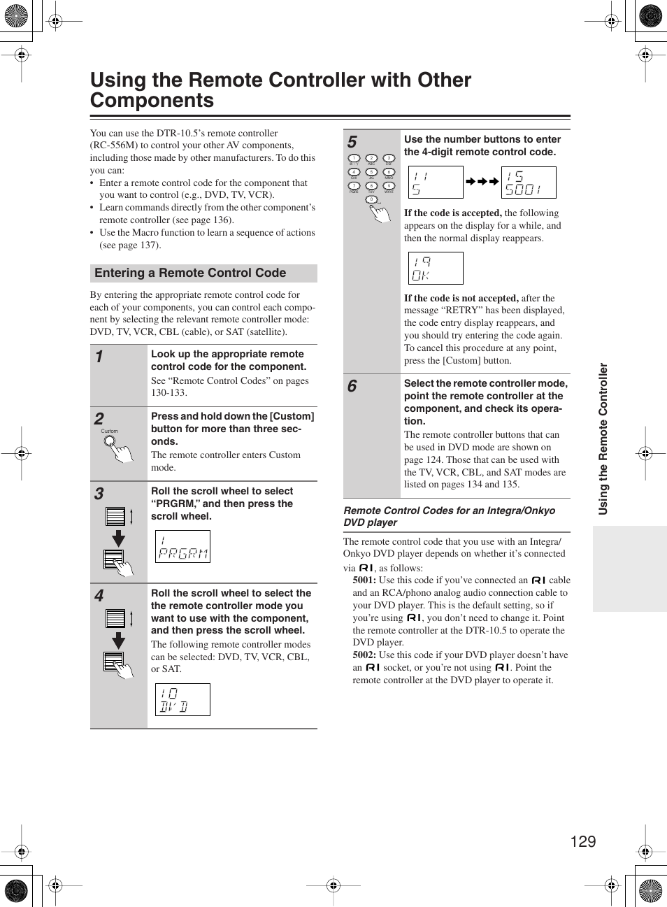 Using the remote controller with other components | Integra DTR-10.5 User Manual | Page 129 / 152