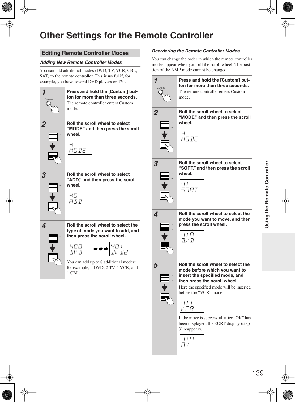 Other settings for the remote controller | Integra DTR-10.5 User Manual | Page 139 / 152