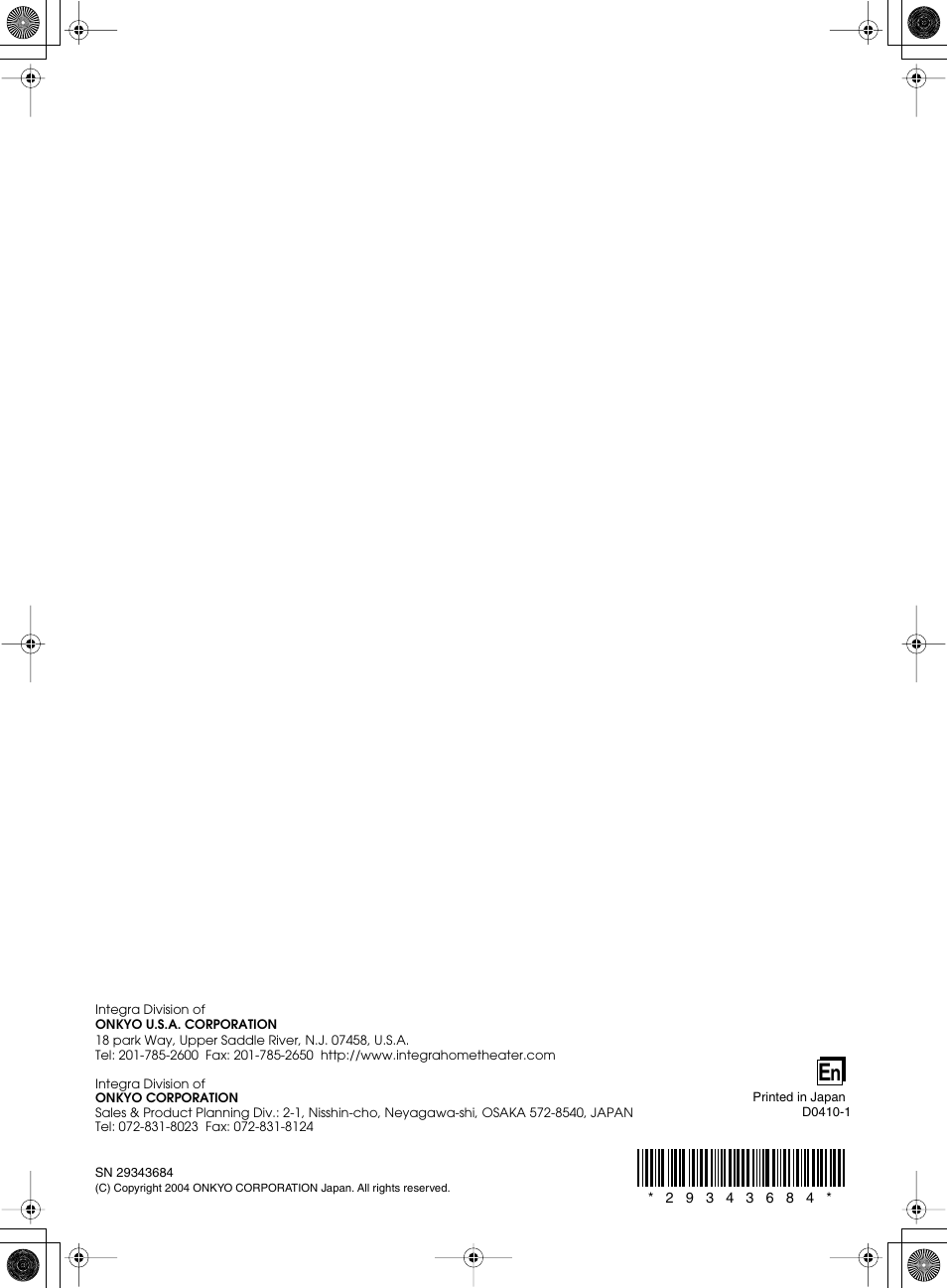 Integra DTR-10.5 User Manual | Page 152 / 152