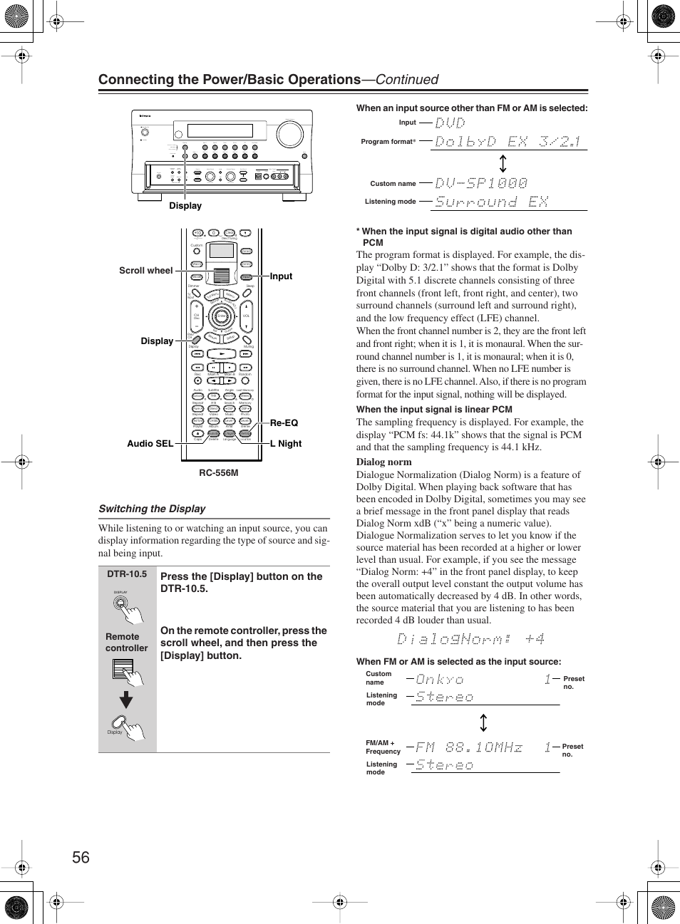 Connecting the power/basic operations —continued | Integra DTR-10.5 User Manual | Page 56 / 152