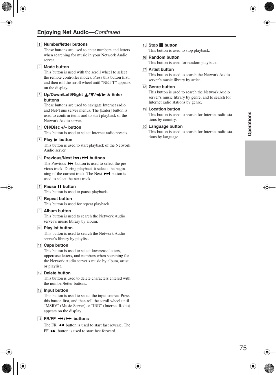 Enjoying net audio —continued | Integra DTR-10.5 User Manual | Page 75 / 152