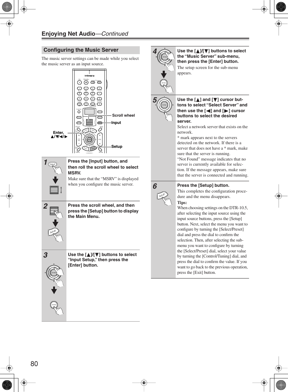 Enjoying net audio —continued, Configuring the music server | Integra DTR-10.5 User Manual | Page 80 / 152