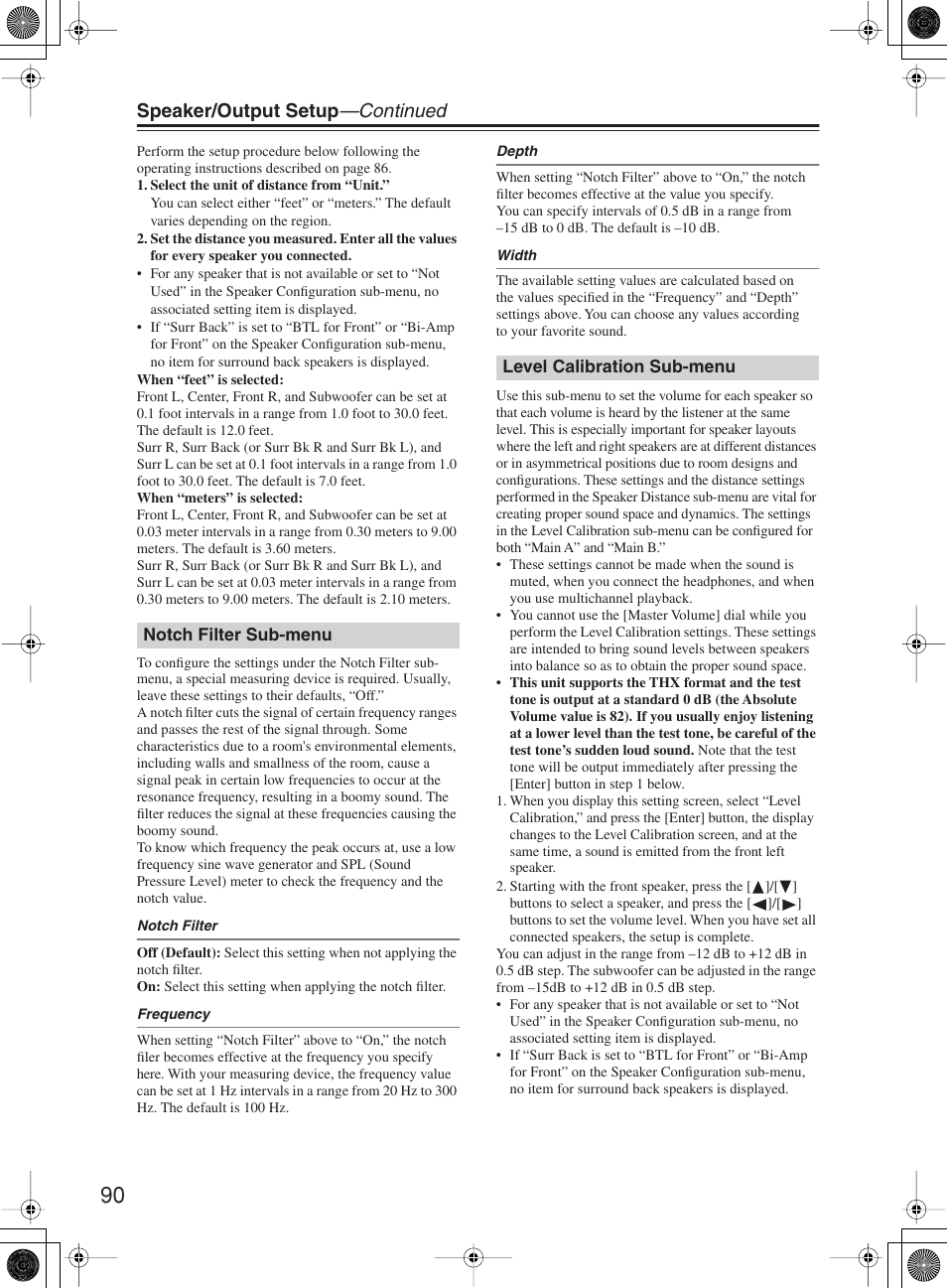 Speaker/output setup —continued | Integra DTR-10.5 User Manual | Page 90 / 152
