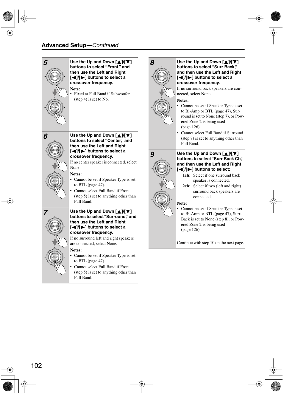 Advanced setup —continued | Integra DTR-8.8 User Manual | Page 102 / 144