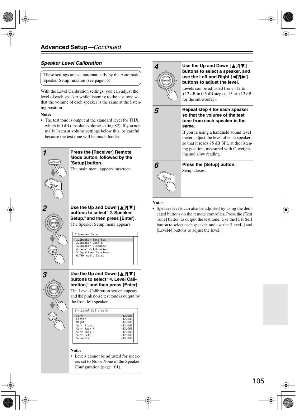 Advanced setup —continued | Integra DTR-8.8 User Manual | Page 105 / 144