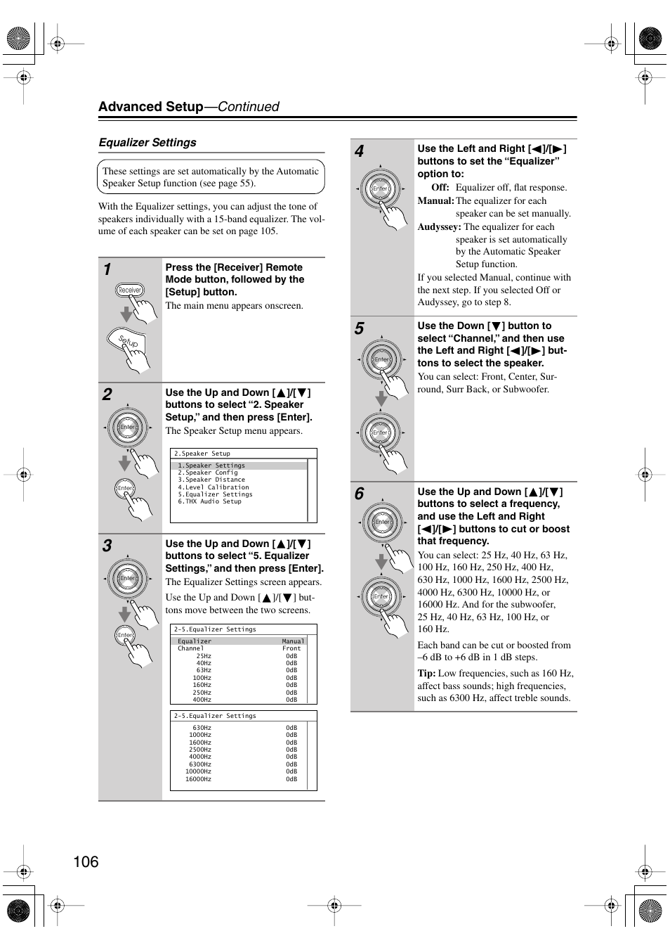 Advanced setup —continued | Integra DTR-8.8 User Manual | Page 106 / 144