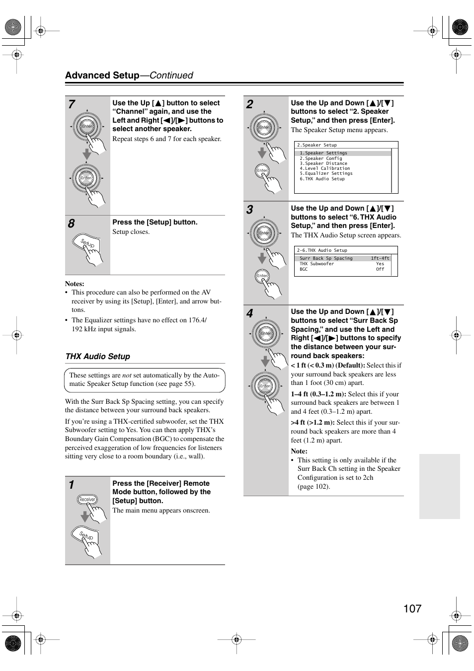 Advanced setup —continued | Integra DTR-8.8 User Manual | Page 107 / 144