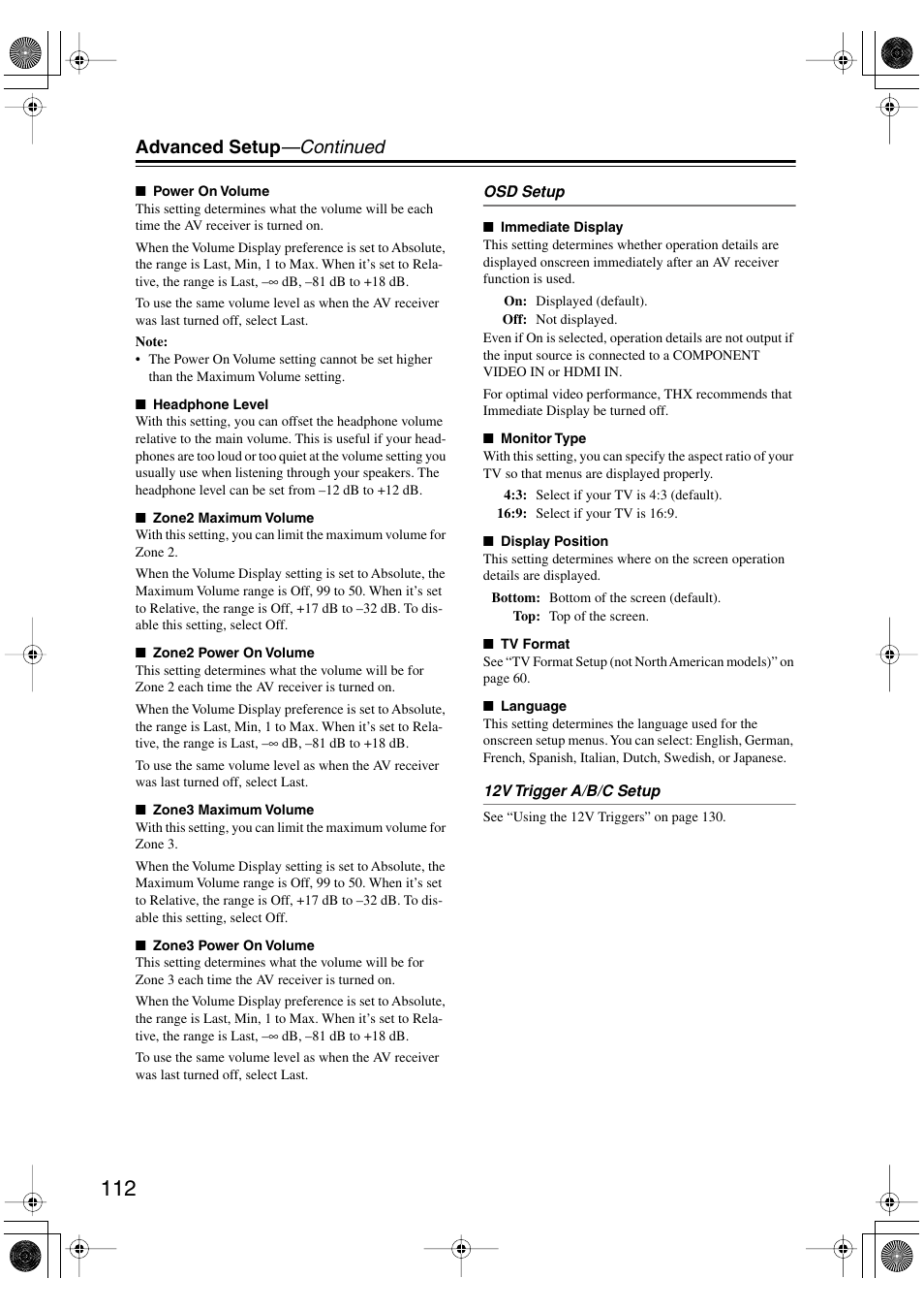 Advanced setup —continued | Integra DTR-8.8 User Manual | Page 112 / 144