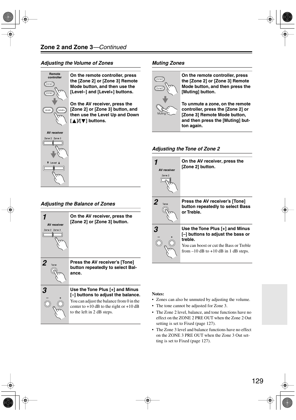 Zone 2 and zone 3 —continued | Integra DTR-8.8 User Manual | Page 129 / 144