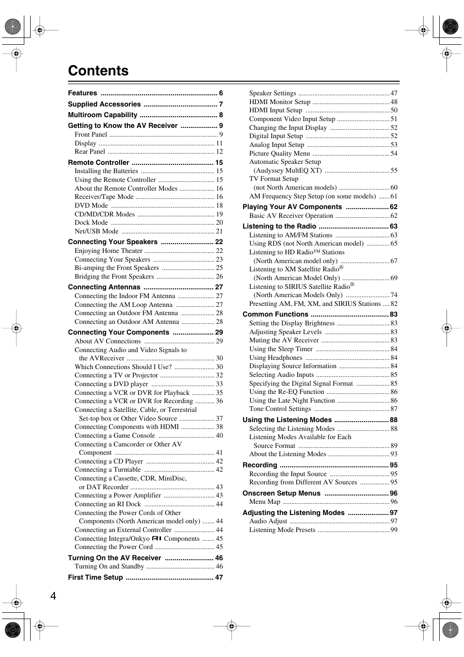 Integra DTR-8.8 User Manual | Page 4 / 144