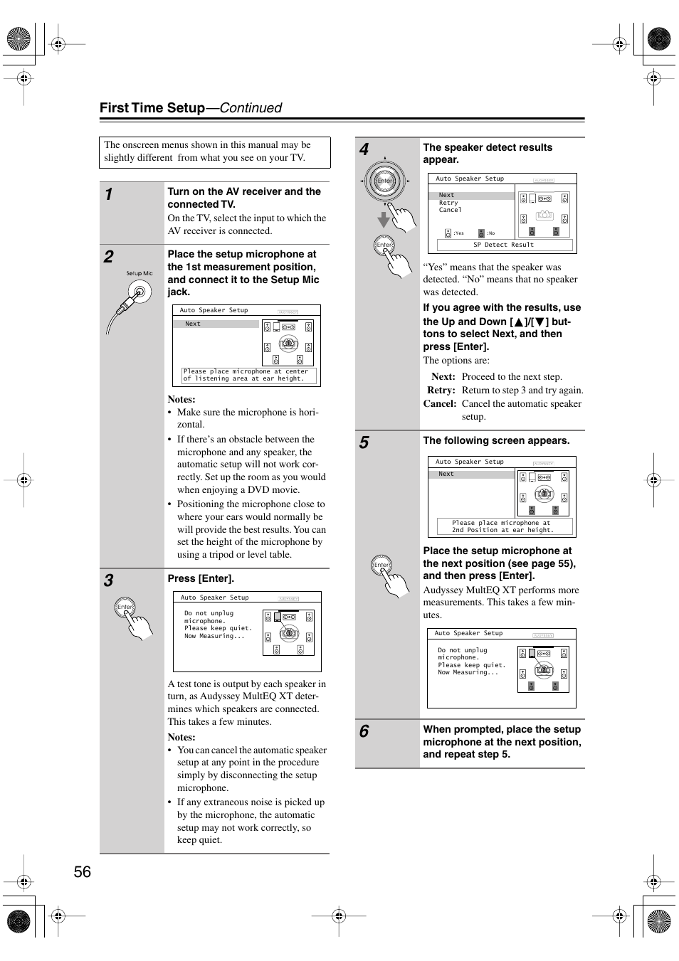First time setup —continued | Integra DTR-8.8 User Manual | Page 56 / 144
