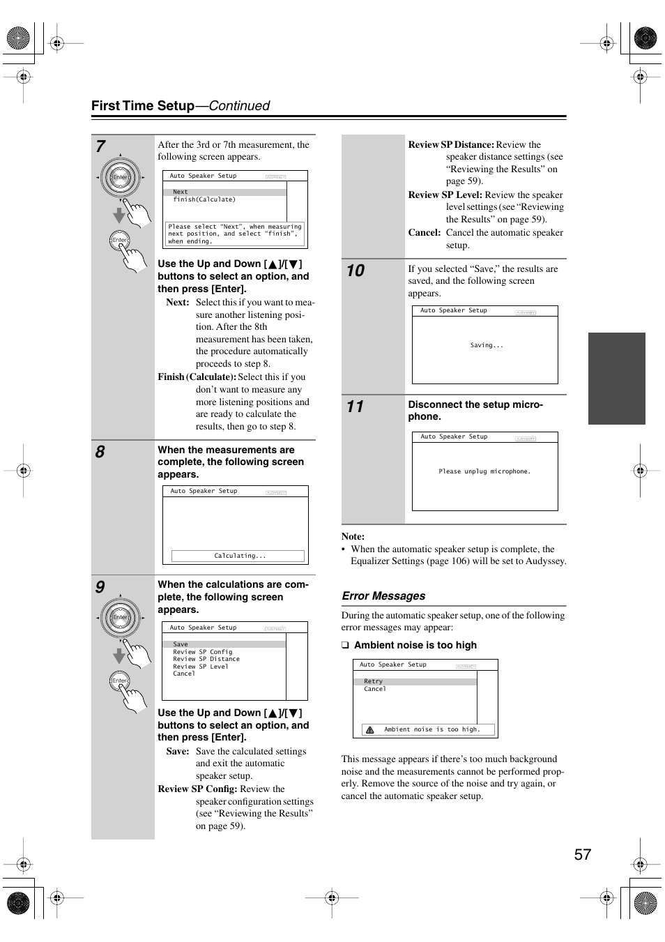 First time setup —continued | Integra DTR-8.8 User Manual | Page 57 / 144